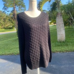 Black Sparkle Cable Knit Light Sweater